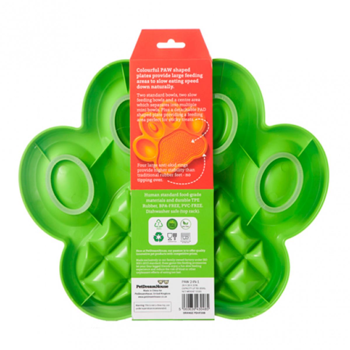 Alfombra De Lamer Petdreamhouse Paw 2 En 1 Verde Alimentador Lento Y Almohadilla